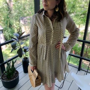 Kling Long Sleeve Tie Neck Dress